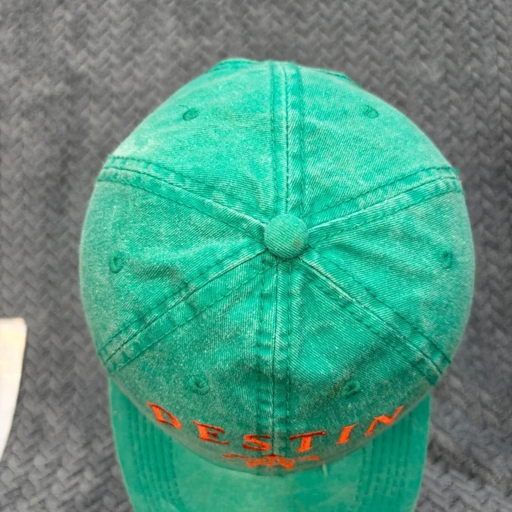Alvins Island Destin Florida Sea Turtle Hat Green Pigment Dyed Baseball Cap